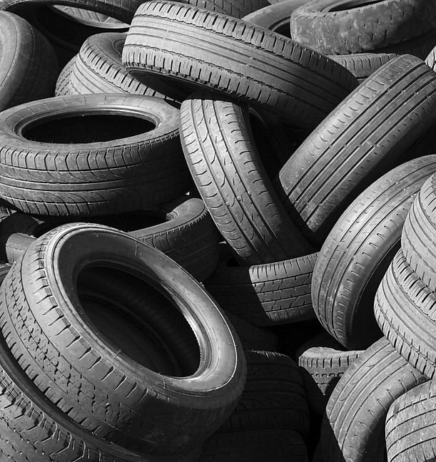 Pile of old used automotive tires