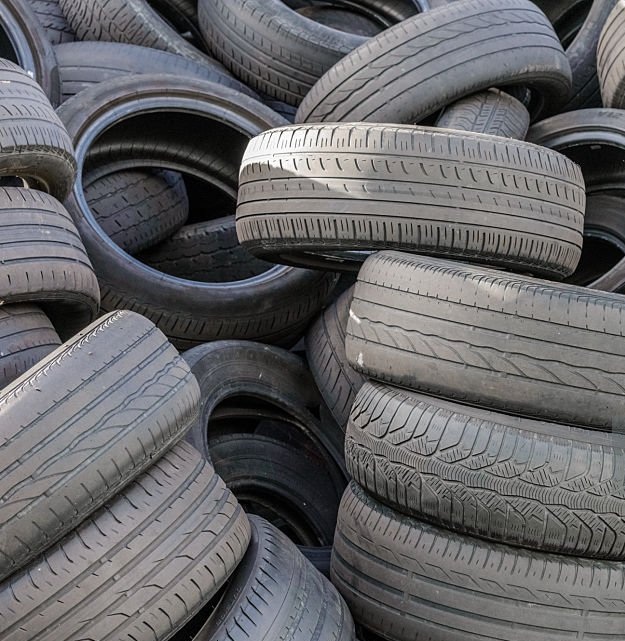 old tires in a landfill